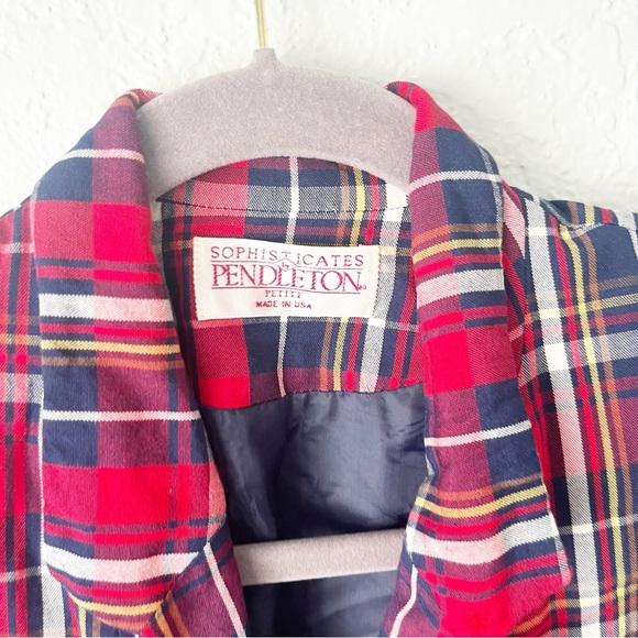 Pendleton Blazer Women's 4P Petite Red Tartan Plaid Preppy Americana Vintage 80s - Picture 8 of 9